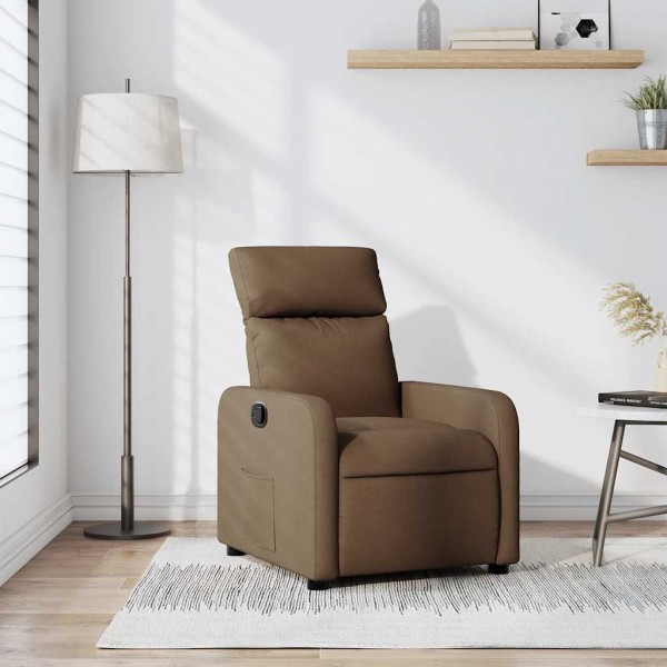 Reclining chair, brown, fabric
