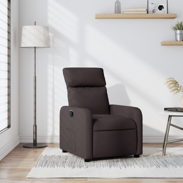 Reclining chair, dark brown, fabric