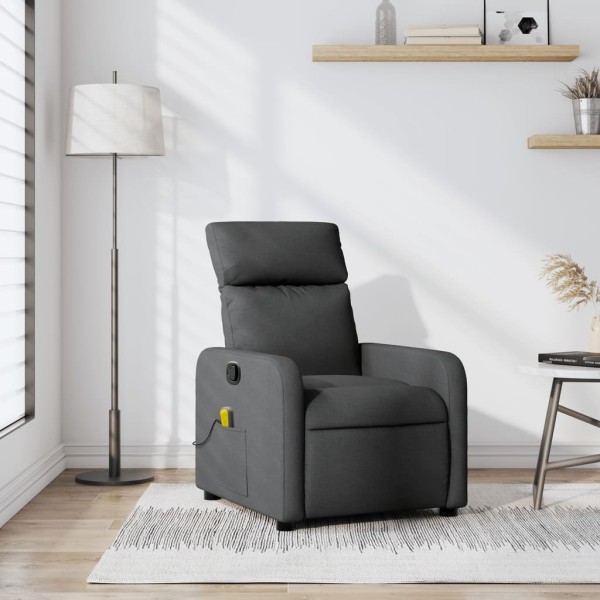 Reclining massage chair, dark gray, fabric