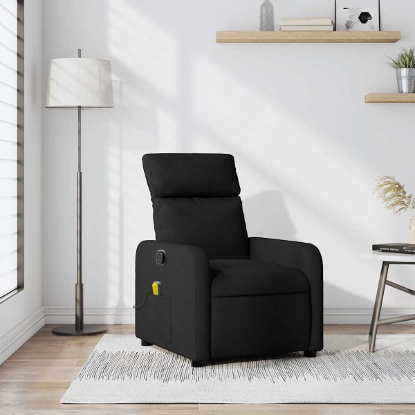 Reclining massage chair, black, fabric