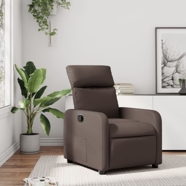 Reclining chair, brown color, artificial leather