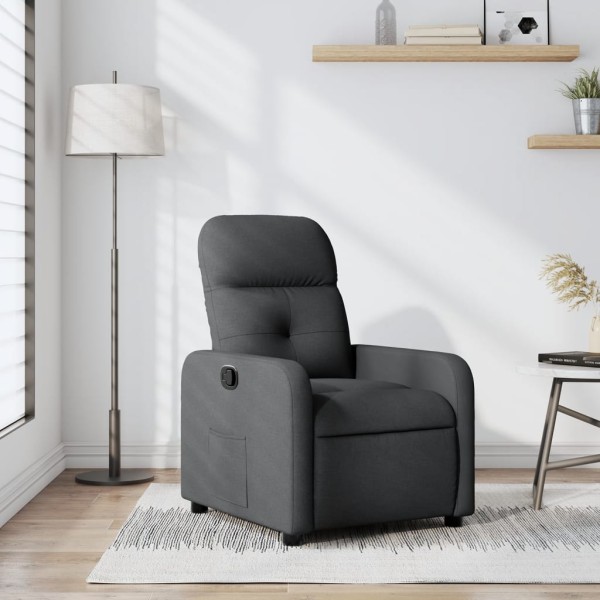 Reclining chair, dark gray, fabric