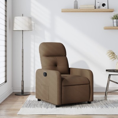 Reclining chair, brown, fabric