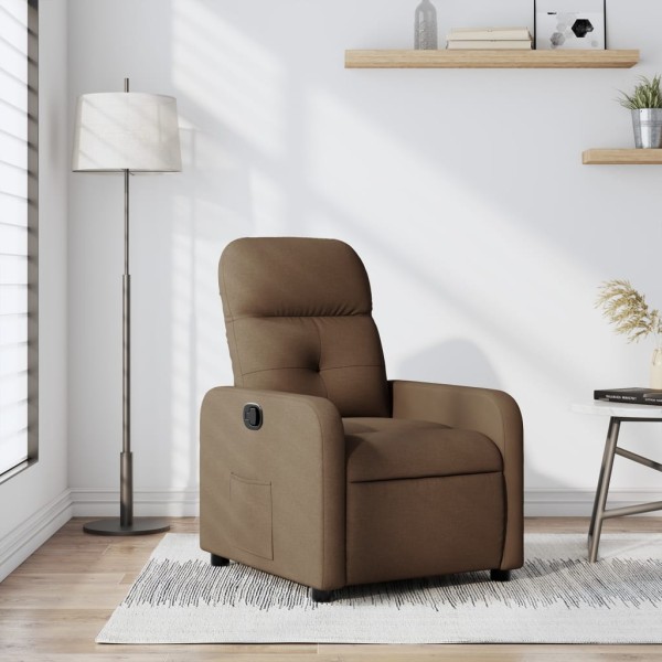Reclining chair, brown, fabric
