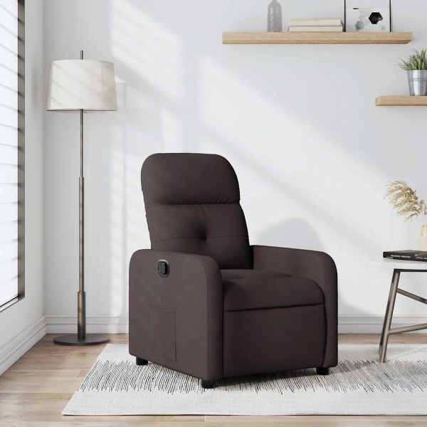 Reclining chair, dark brown, fabric