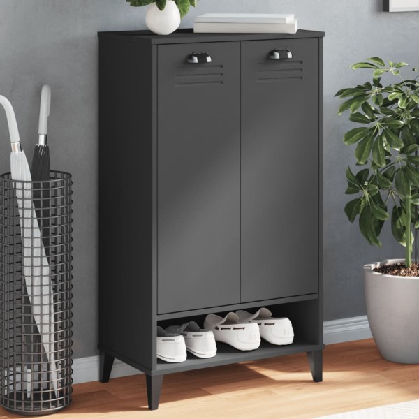 Shoe cabinet VIKEN, anthracite gray, solid pine wood