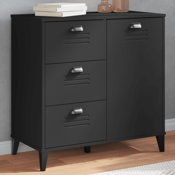 Side cabinet VIKEN, black, 80x40x80cm, solid pine