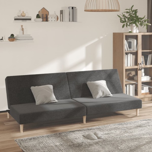 Double sofa-bed, dark gray color, fabric