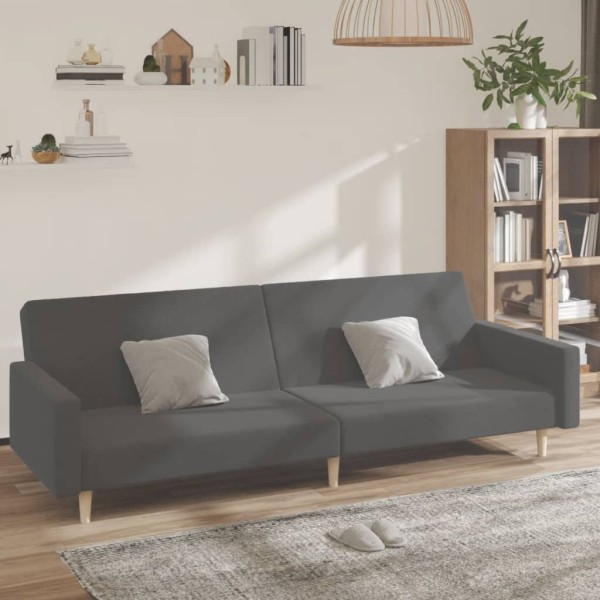 Double sofa-bed, light gray color, fabric