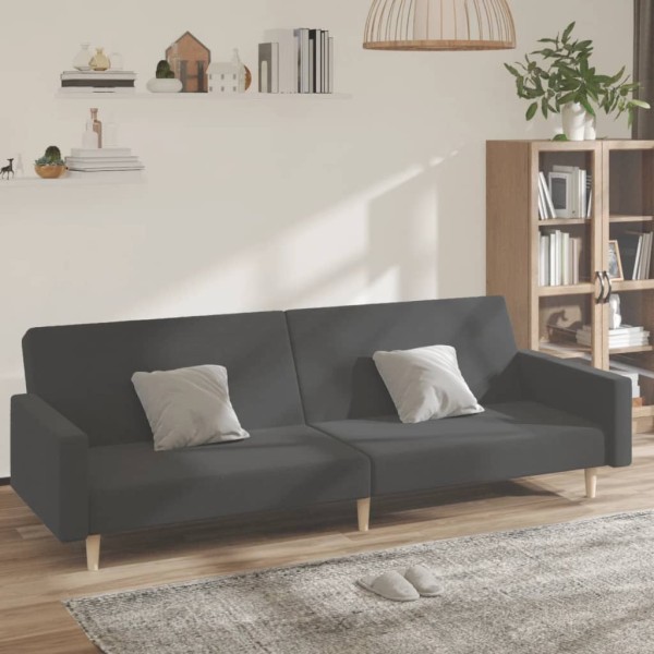 Double sofa-bed, dark gray color, fabric