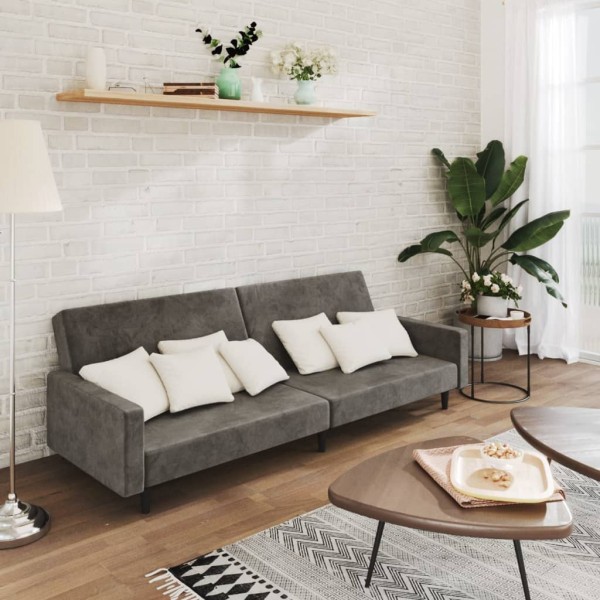 Double sofa-bed, dark gray, velvet