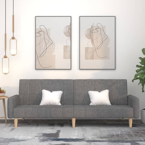 Double sofa-bed, light gray color, fabric