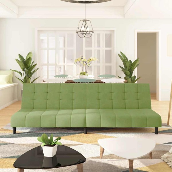 Double sofa-bed, light green color, velvet