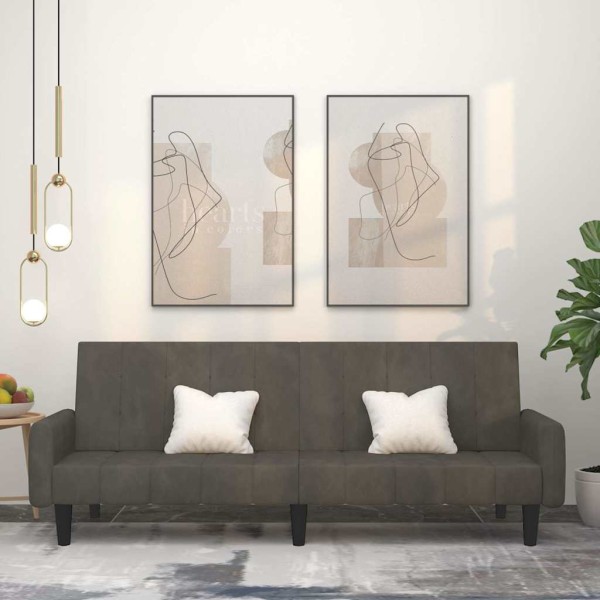 Double sofa-bed, dark gray, velvet