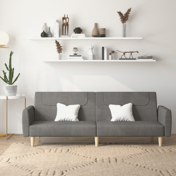 Double sofa-bed, dark gray color, fabric