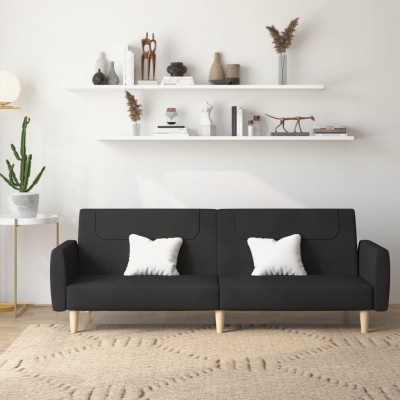 Double sofa-bed, black, fabric