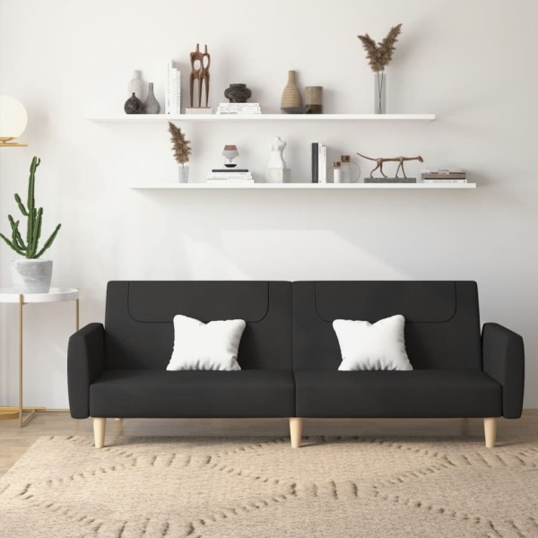 Double sofa-bed, black, fabric