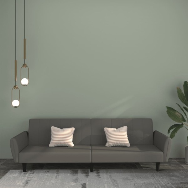 Double sofa-bed, dark gray, velvet