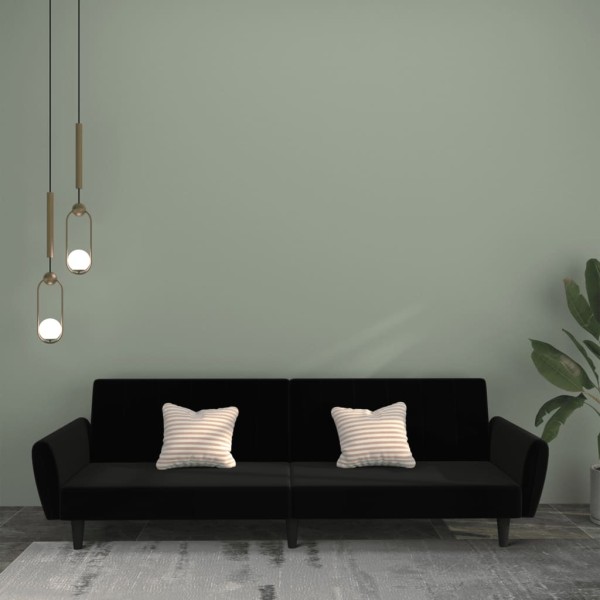Double sofa-bed, black, velvet