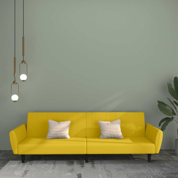 Double sofa-bed, yellow, velvet