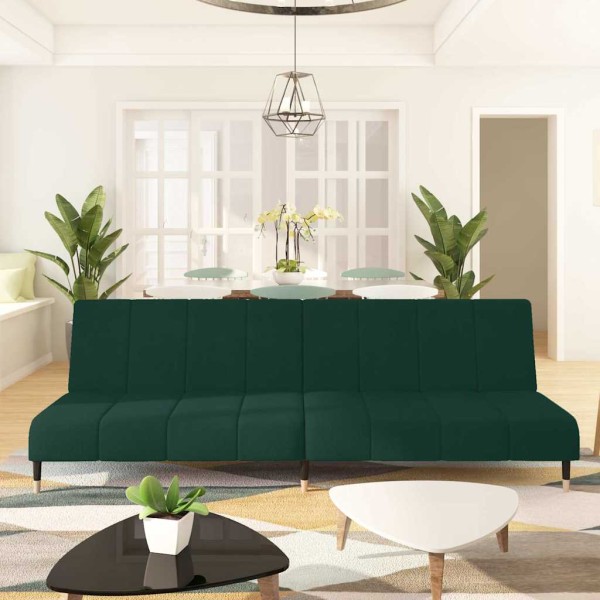 Double sofa-bed, dark green, velvet