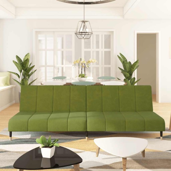 Dvivietė sofa-lova, šviesiai žalios spalvos, aksomas