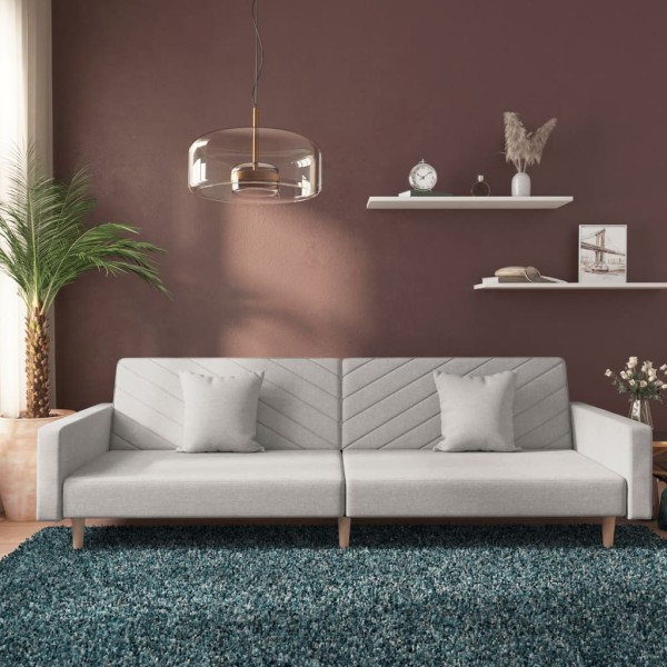 Double sofa-bed with two pillows, gray, fabric