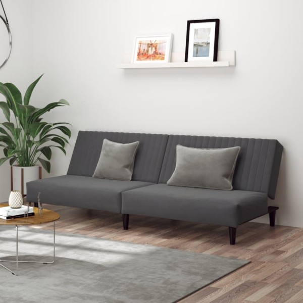Double sofa-bed, dark gray, velvet