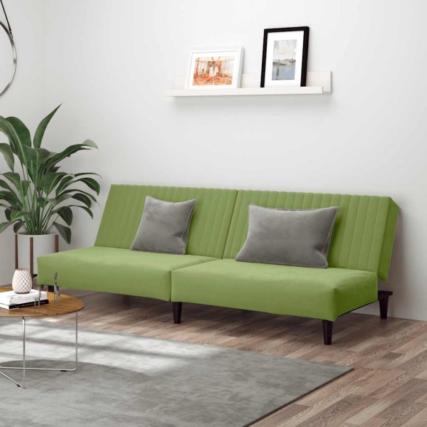 Double sofa-bed, light green color, velvet