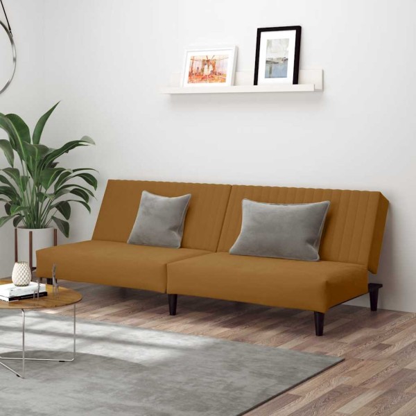 Double sofa-bed, brown, velvet
