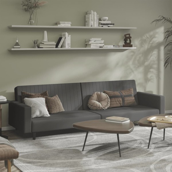 Double sofa-bed, dark gray, velvet