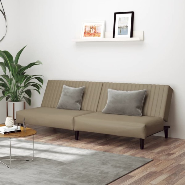 Dvivietė sofa-lova, kapučino spalvos, dirbtinė oda