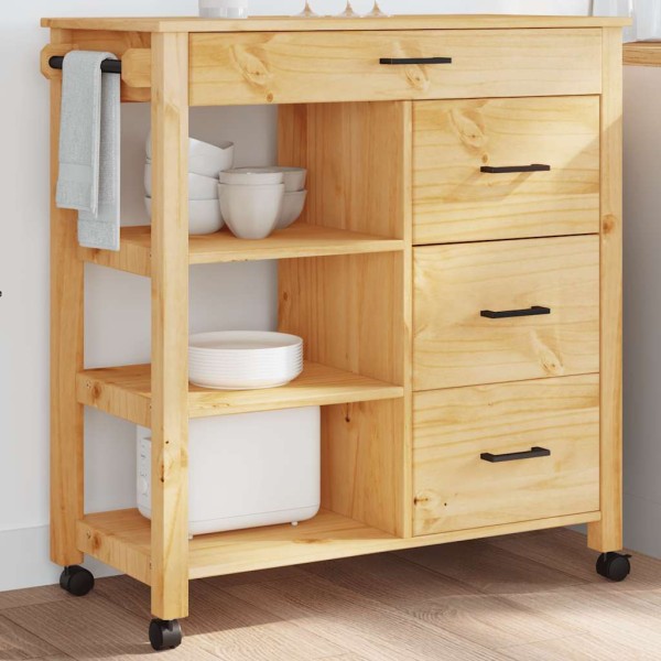 Kitchen trolley MONZA, 84x40x88.5cm, solid pine wood