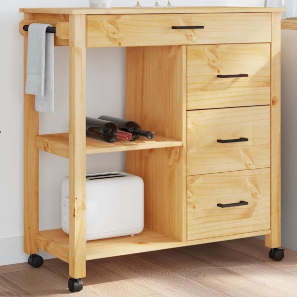 Kitchen trolley MONZA, 84x40x88.5cm, solid pine wood