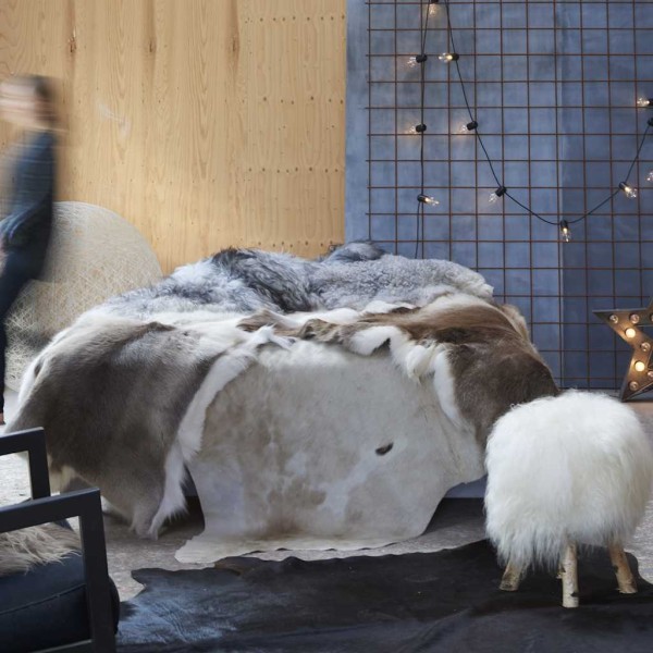 Genuine cowhide carpet, brown and white, 180x220cm