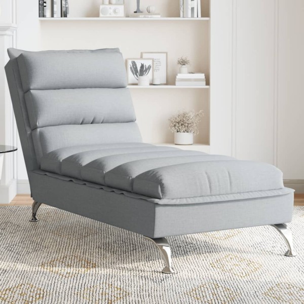 Lounger with cushions, light grey, fabric