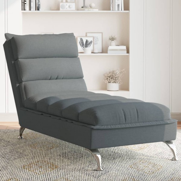 Lounger with cushions, dark gray, fabric