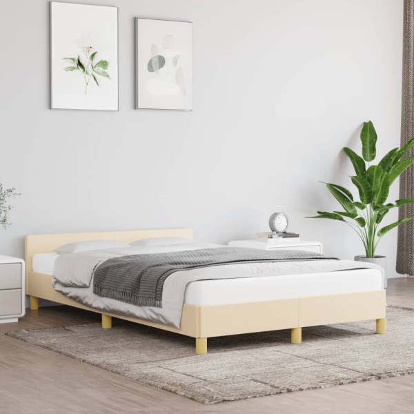 Bed frame without mattress, cream, 120x190cm, fabric
