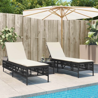Sunbeds with table, 2 pcs.,...
