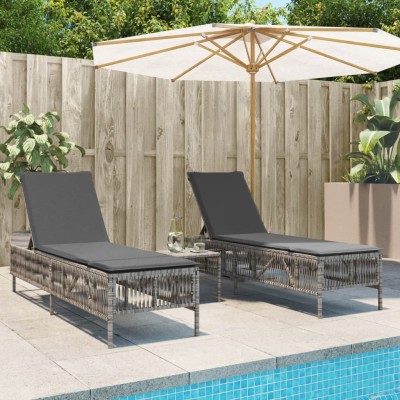 Sunbeds with table, 2 pcs.,...