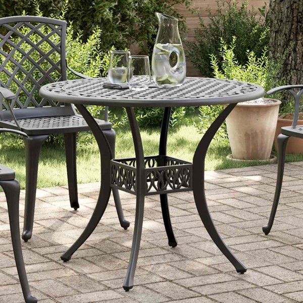 Garden table, black, 90x75cm, cast aluminum