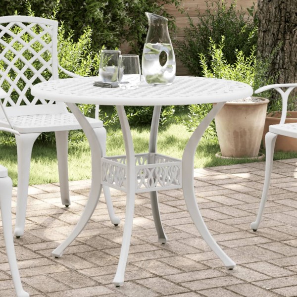 Garden table, white, 90x75cm, cast aluminum