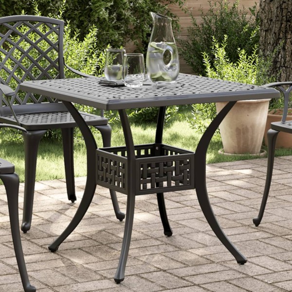 Garden table, black, 80x80x75cm, cast aluminum