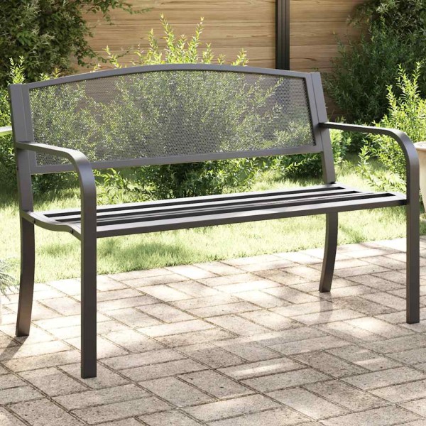 Garden bench, black, 119cm, steel