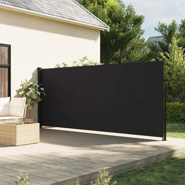 Retractable side awning, black, 180x600cm