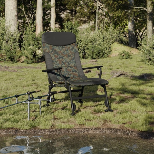 Fishing chair with armrests, camouflage, foldable