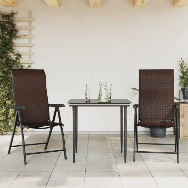Folding garden chairs, 2 pcs., brown color, polyrattan