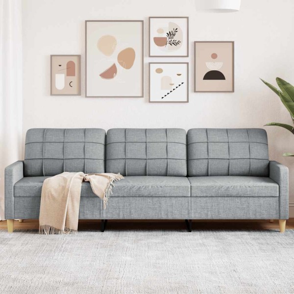 Three-seater sofa, light gray, 210 cm, fabric