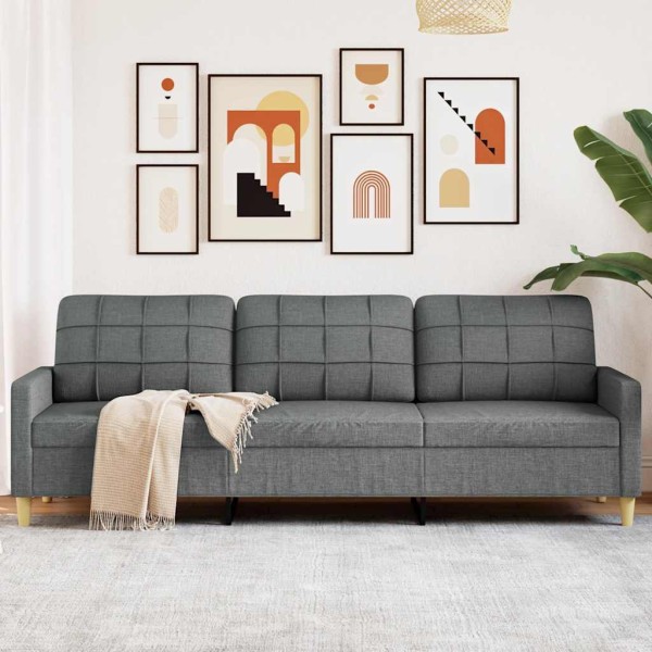 Three-seater sofa, dark gray, 210 cm, fabric