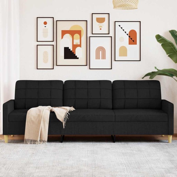 Three-seater sofa, brown, 210 cm, fabric